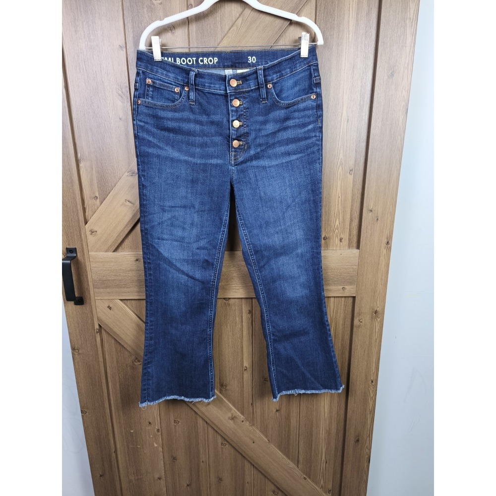 J Crew Demi Boot‎ Crop Jeans Dark Wash Raw Hem Womens 30